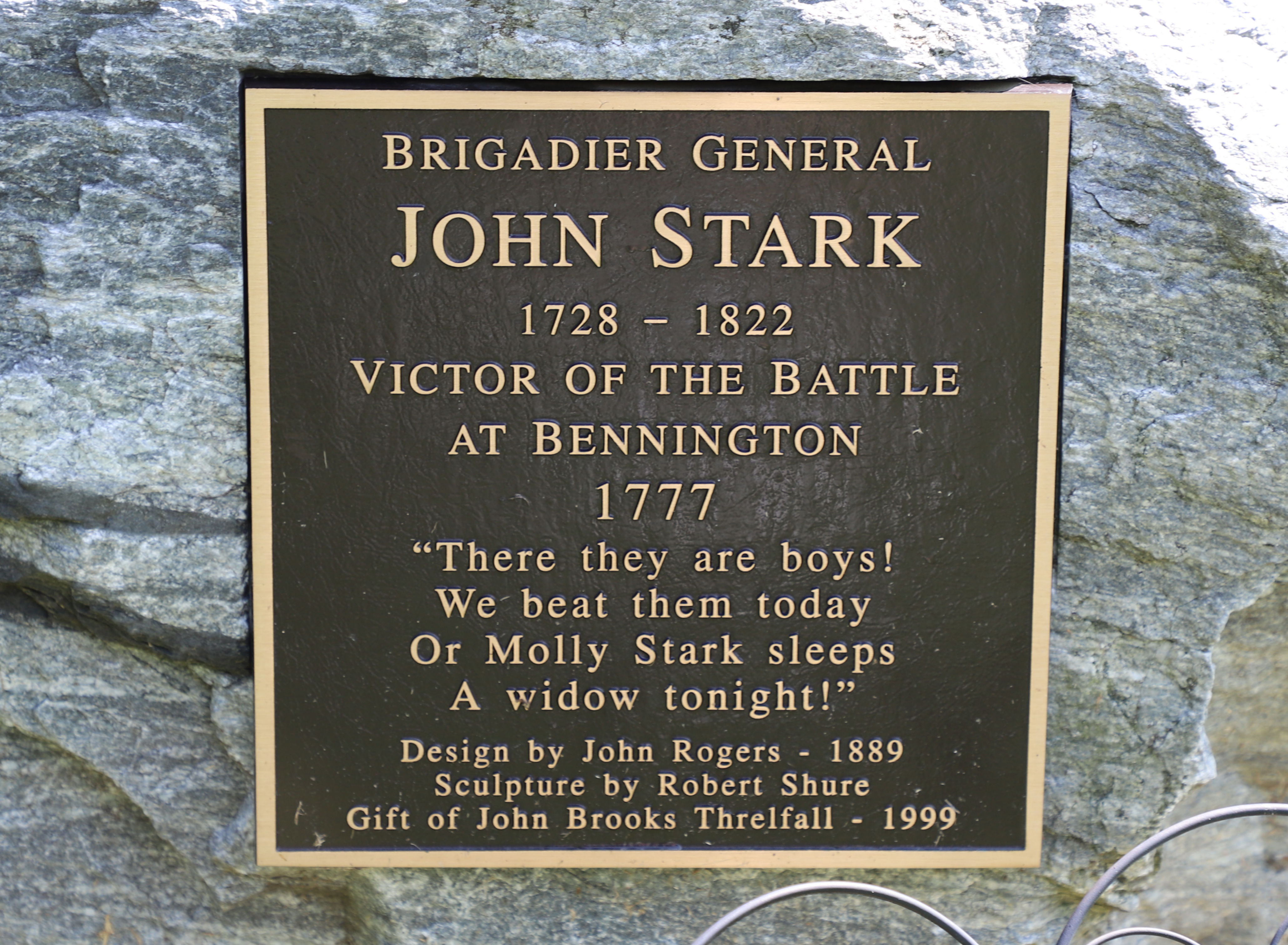 Bennington Battle Monument - Bennington Vermont - General John Stark Statue Plate