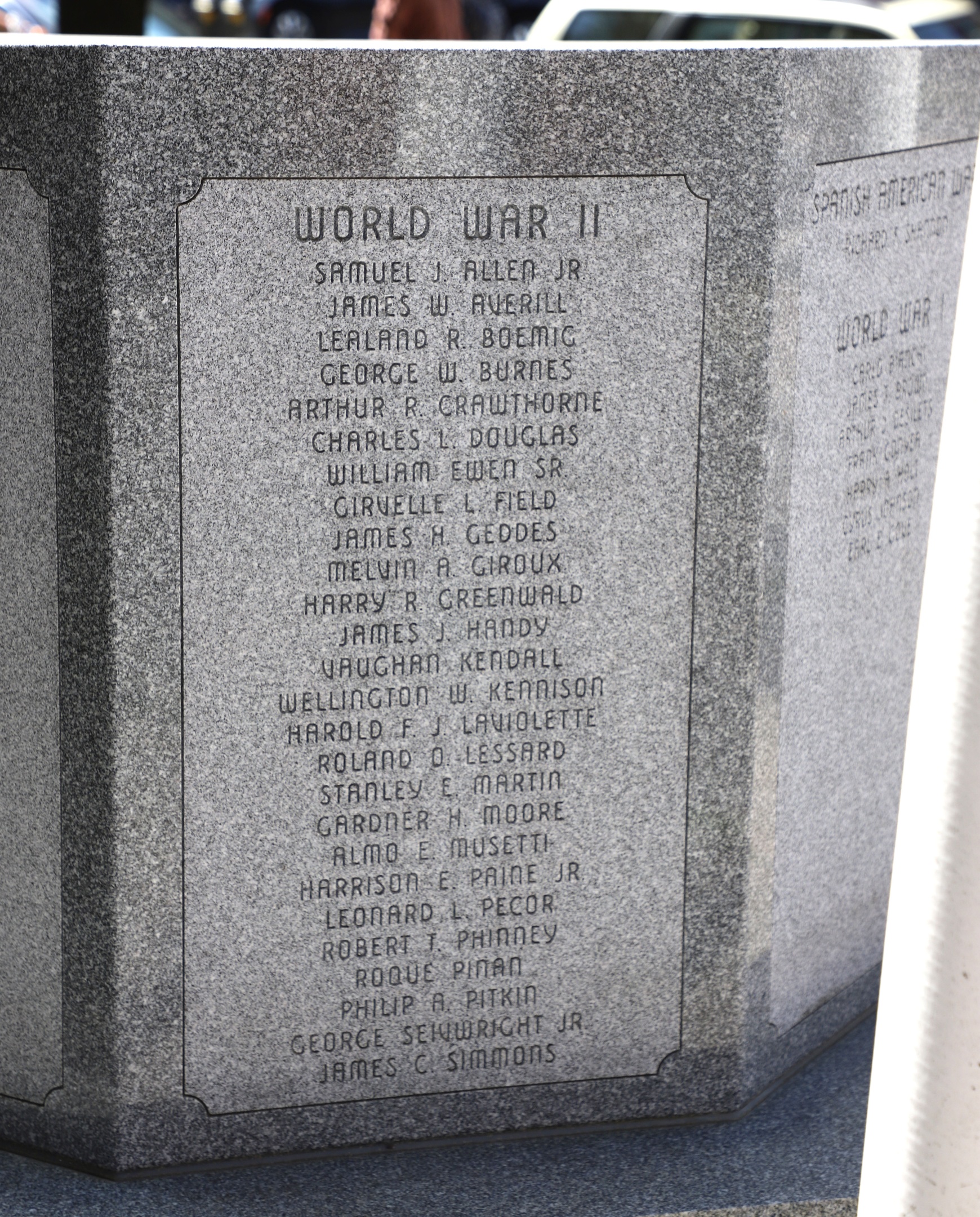 Montpelier Vermont City Veterans Memorial World War II