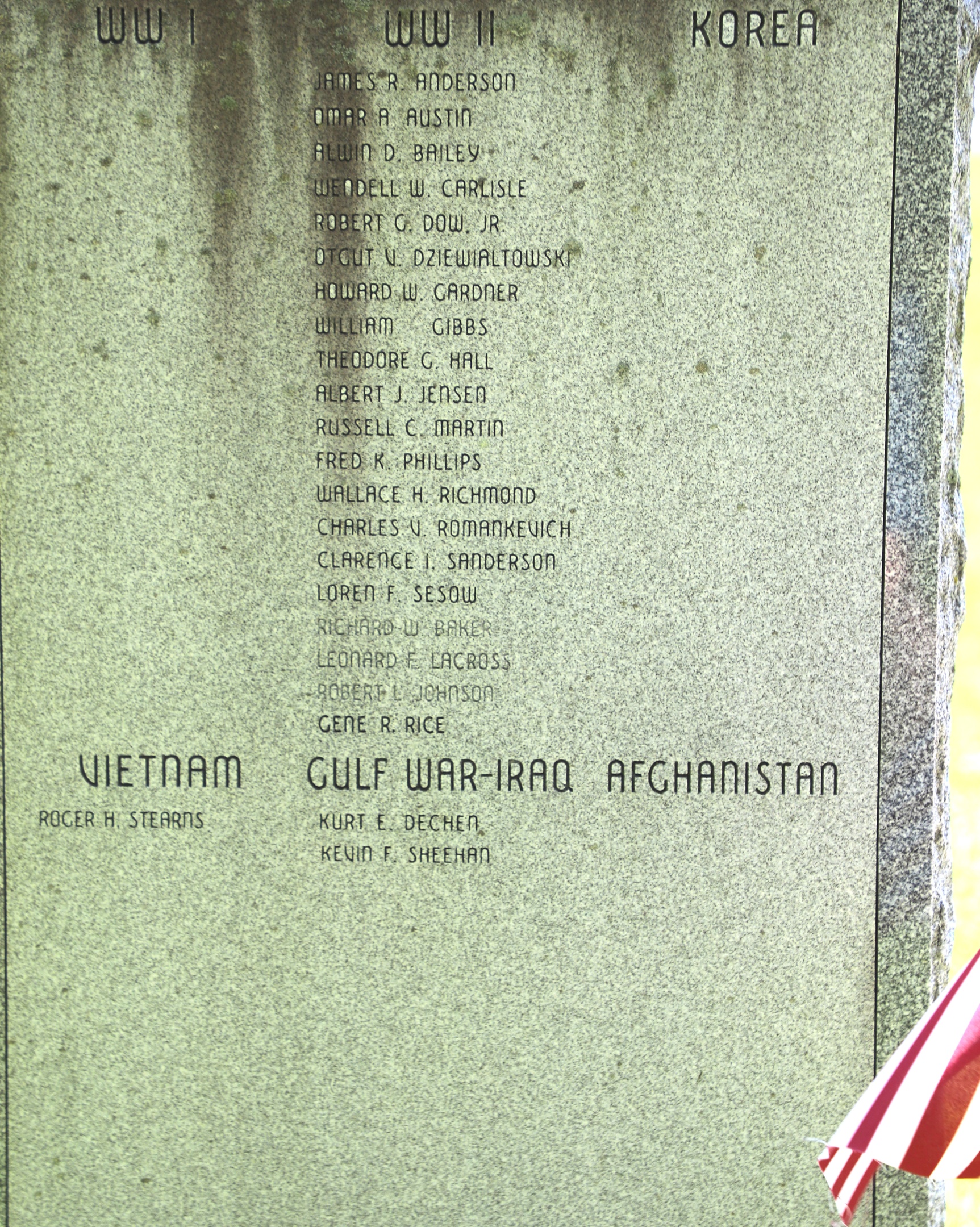 Springfield Vermont All Wars Memorial Honor Roll