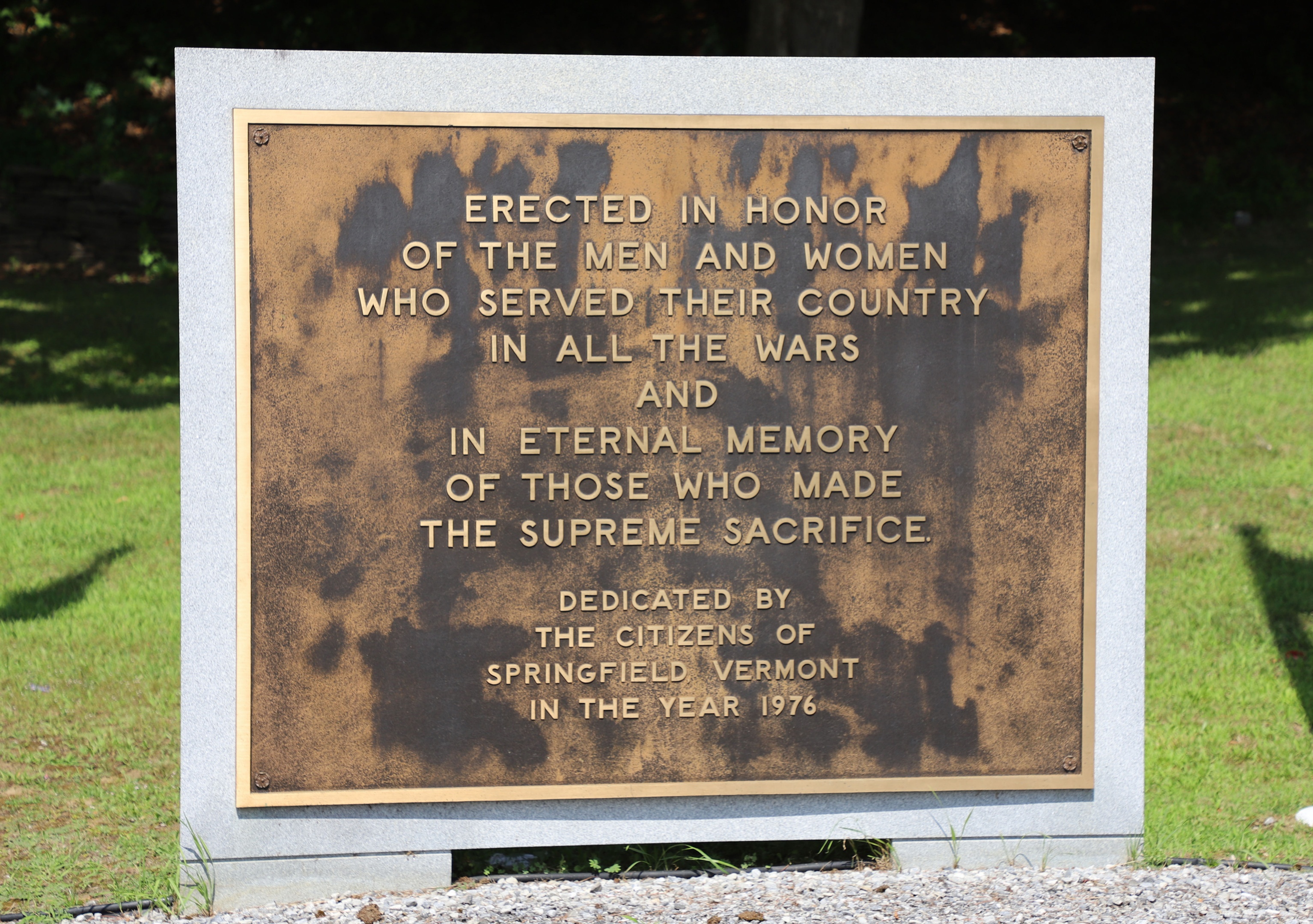 Springfield Vermont Veterans Park All Wars Memorial