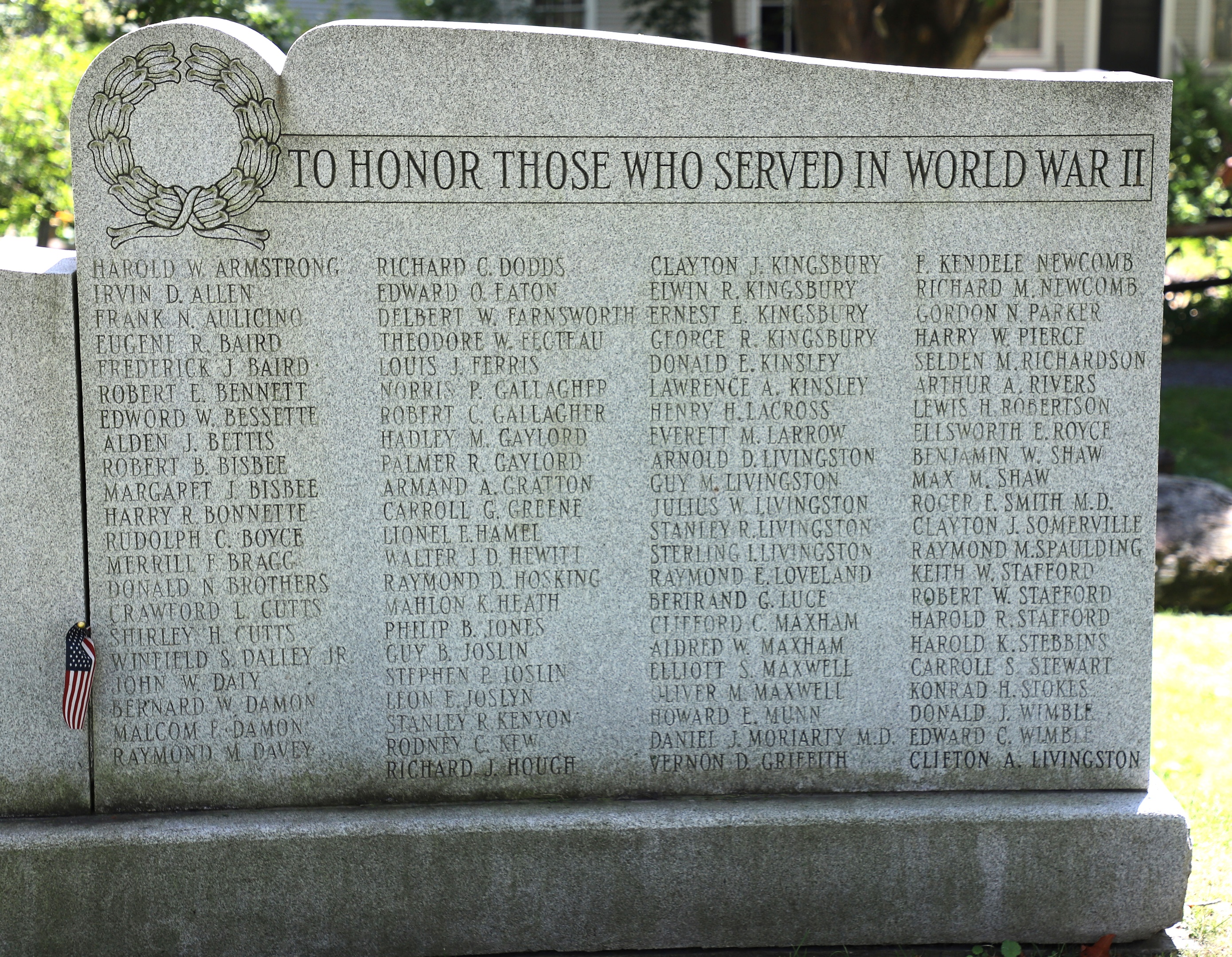 Waitsfield ermon World War II Veterans Memorial