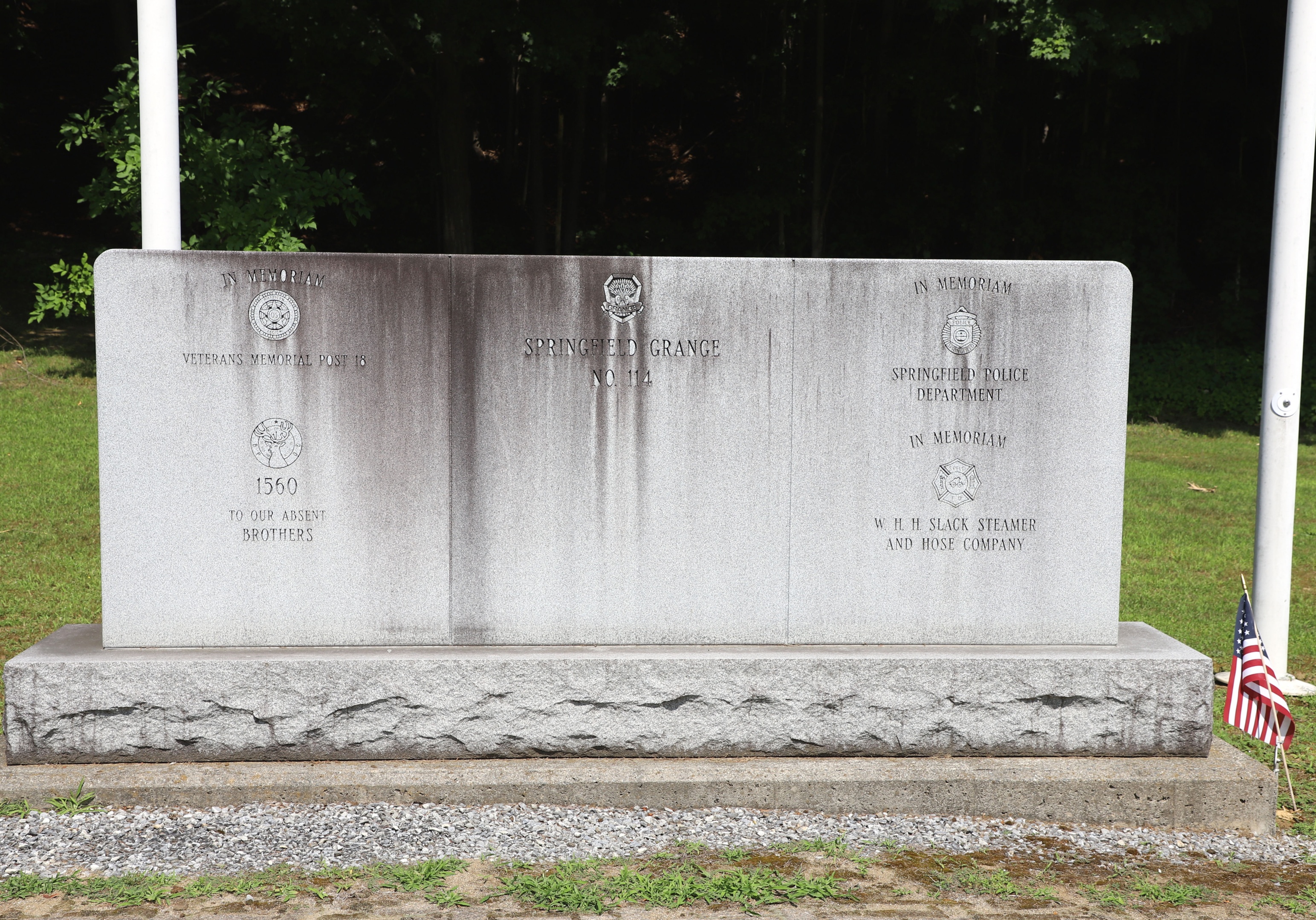 Springfield Vermont Veterans Park Elks Grange Police and Fire Memorial
