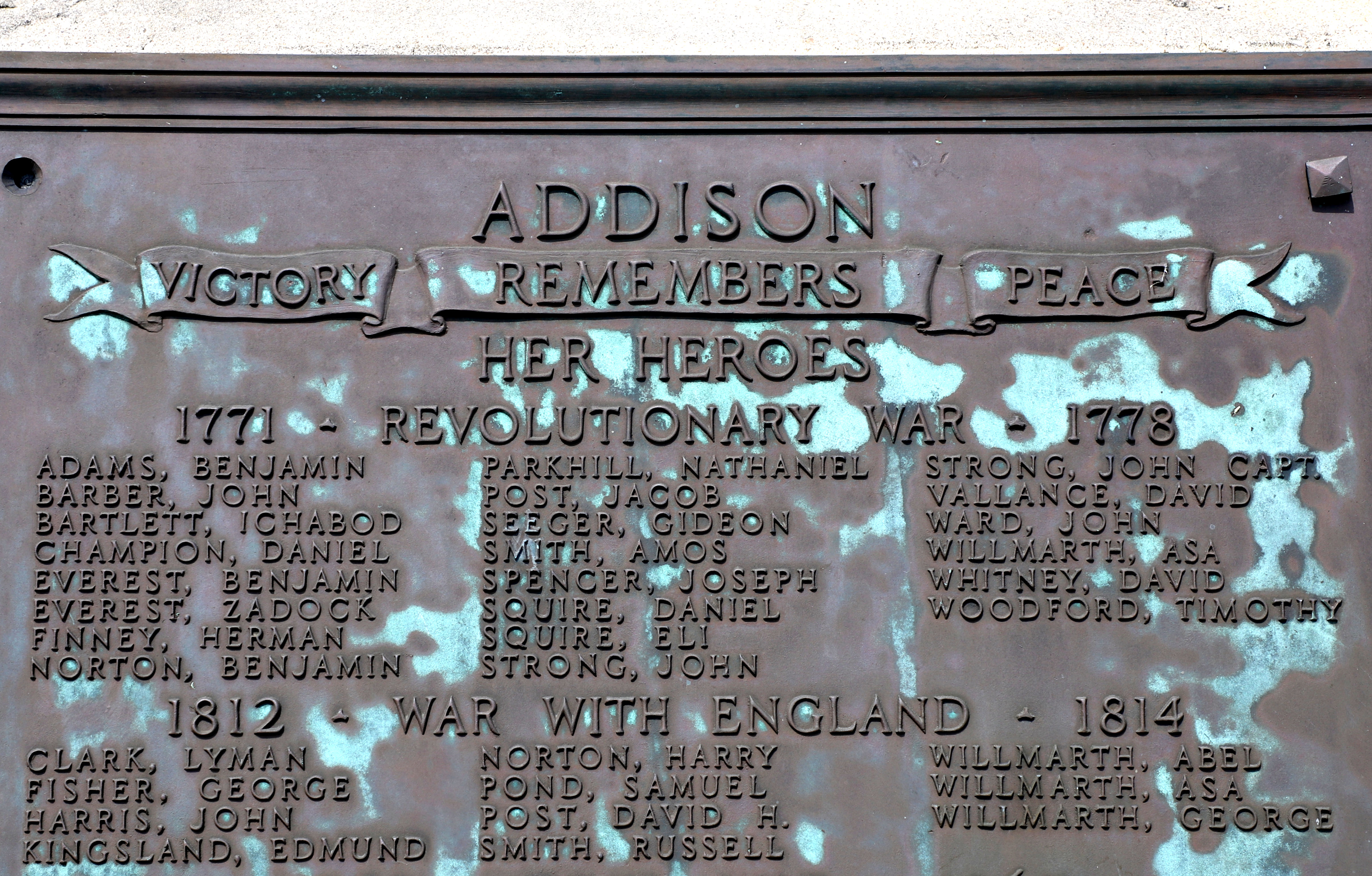 Addison Vermont Veterans Memorial Revolutionary War