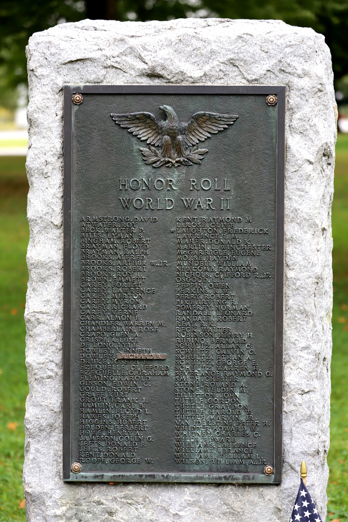 Newfane Vermont World War II Veterans Memorial