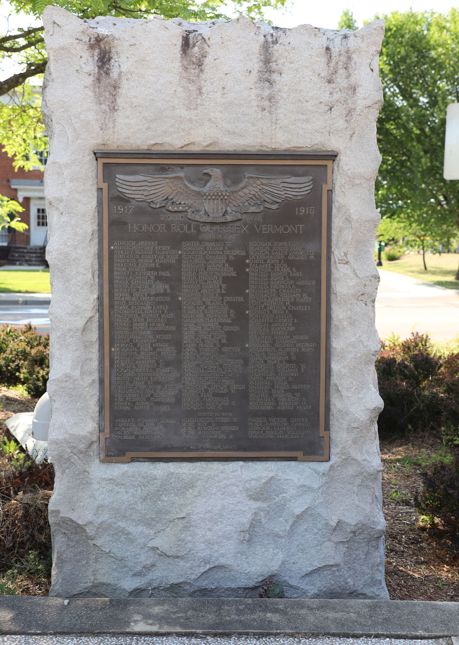 Essex Junction WWI Veterans Memorial