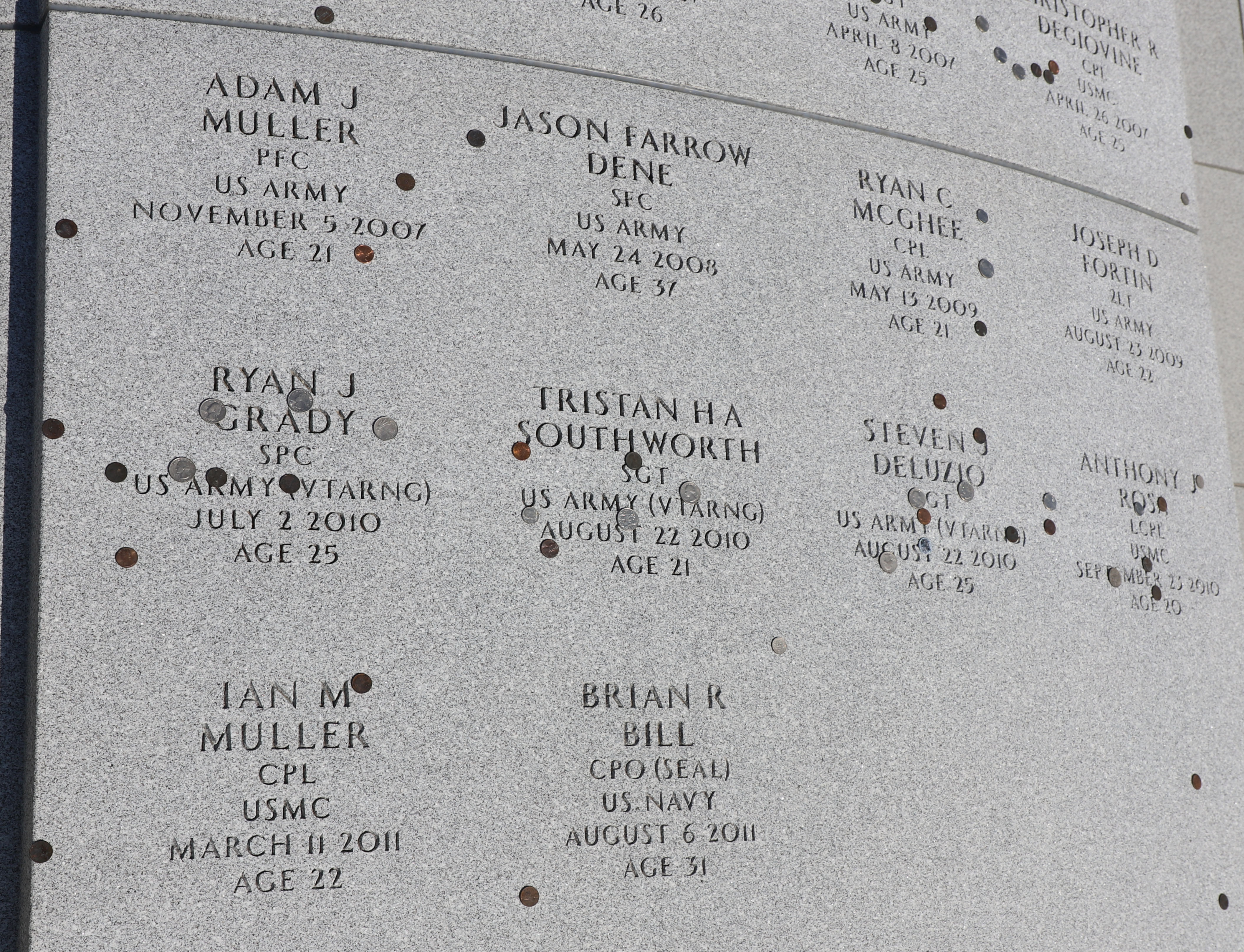 Vermont Veterans Memorial Cemetery Global War on Terror Monument Names