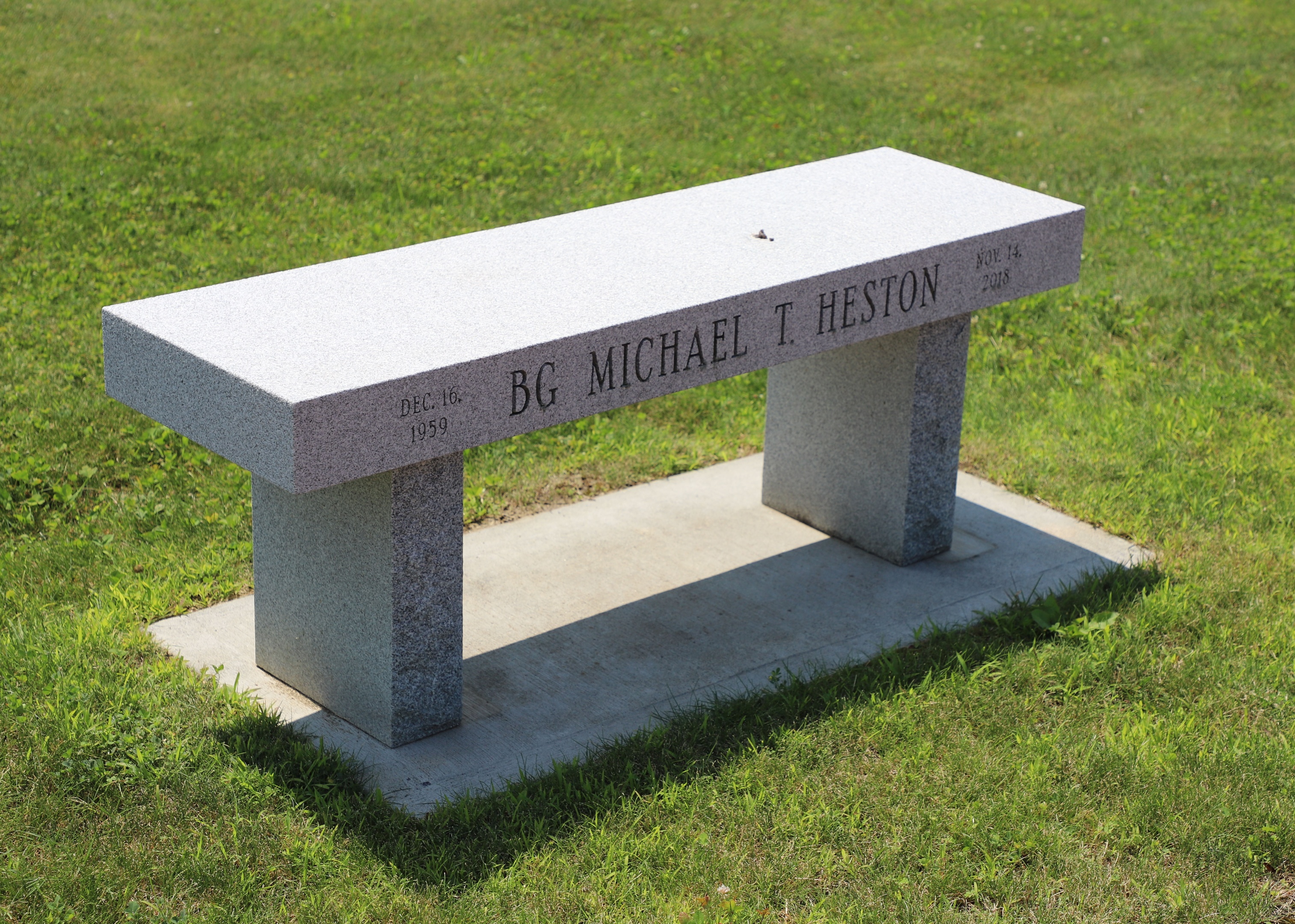 Vermont National Guard Base Camp Johnson Fallen Heroes Memorial BG Michael T Heston Bench